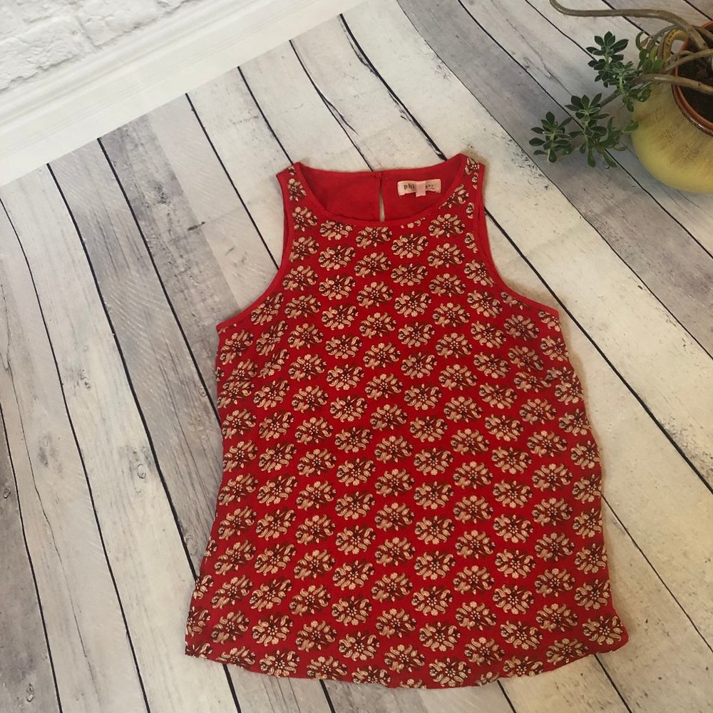 Philosophy Sleeveless Red Floral Top, Size S